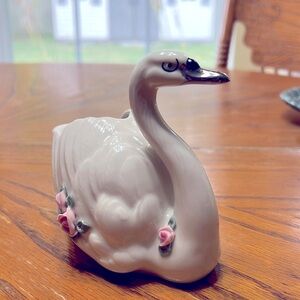 Dresden Swan Figurine porcelain Planter goose geese bird vtg Germany antique